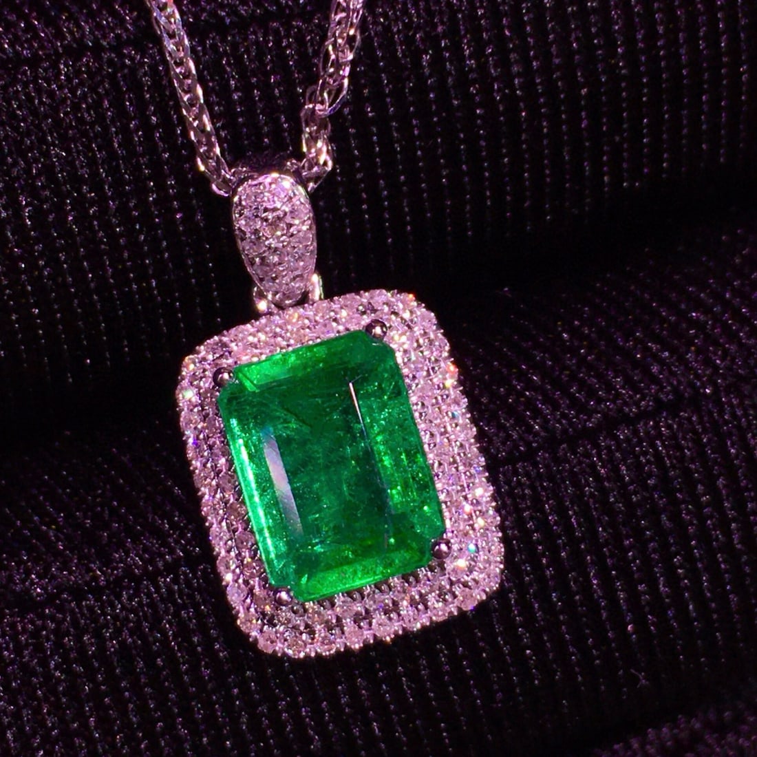 14k Gold 1.54 Ct Natural Emerald & Diamond Pendant( Without Chain ) - 4