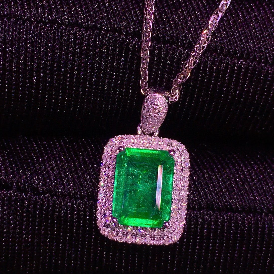 14k Gold 1.54 Ct Natural Emerald & Diamond Pendant( Without Chain ) - 5