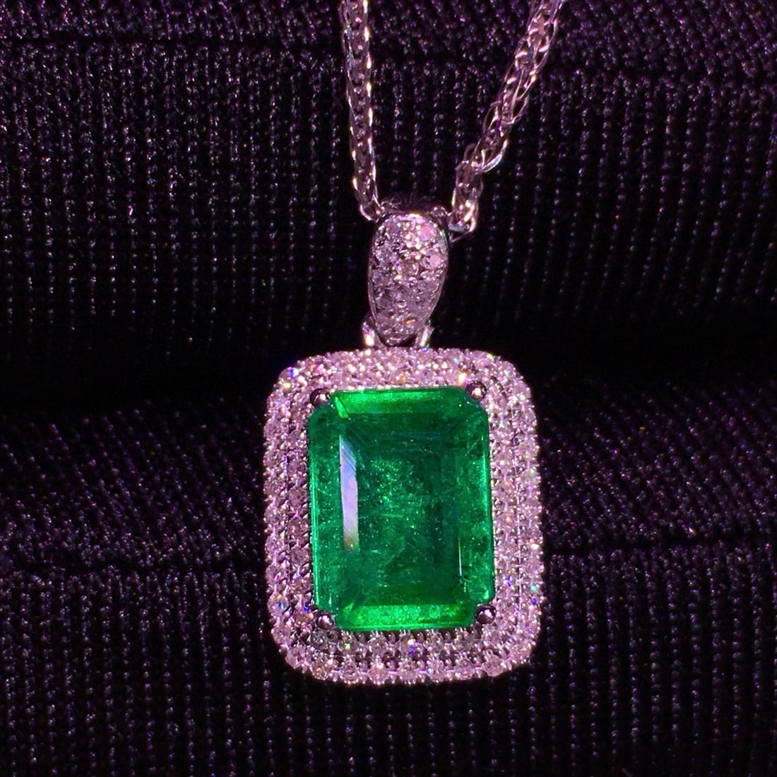 14k Gold 1.54 Ct Natural Emerald & Diamond Pendant( Without Chain ) - 6