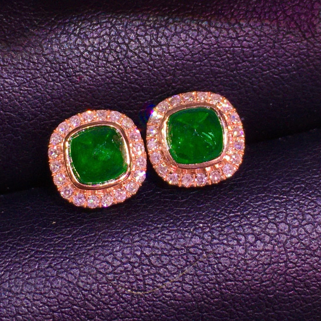 14k Gold 1.42 Ct Natural Emerald & Diamond Earrings - 2