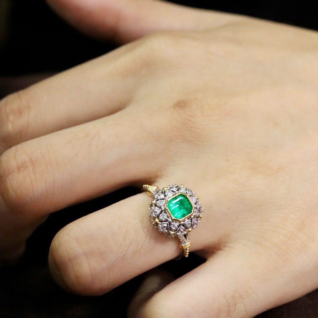 14k Gold 1.03 Ctw Natural Emerald & Diamond Ring - 6