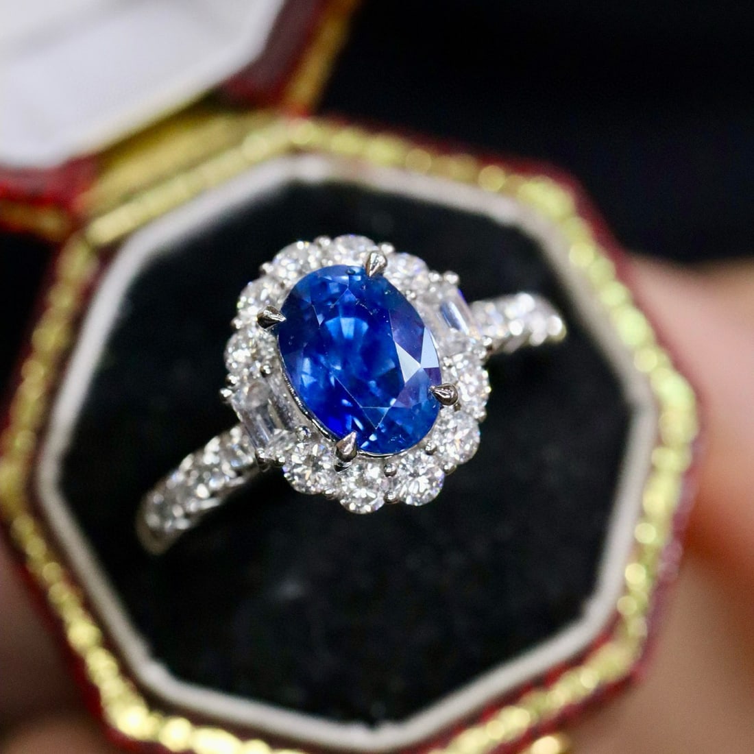 14k Gold 2.46 Ctw Natural Sapphire & Lab Grown Diamond Ring (1 of 7)