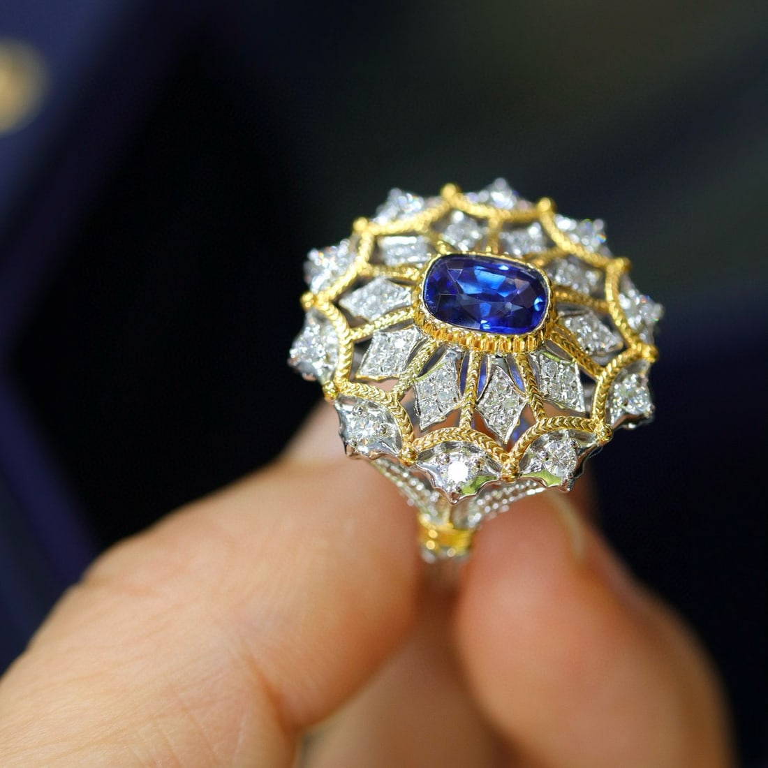 14k Gold 1.24 Ctw Natural Sapphire & Diamond Ring - 2