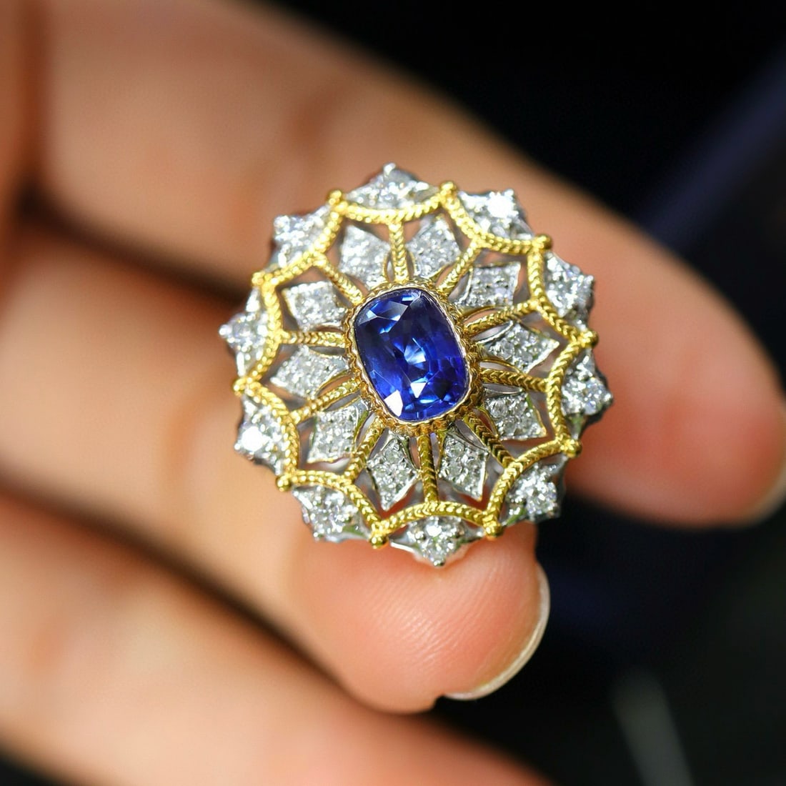 14k Gold 1.24 Ctw Natural Sapphire & Diamond Ring - 3