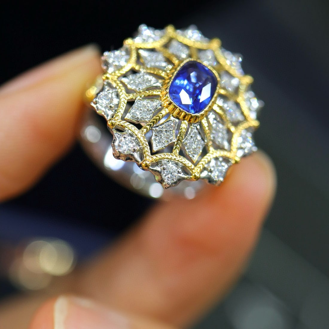 14k Gold 1.24 Ctw Natural Sapphire & Diamond Ring - 4