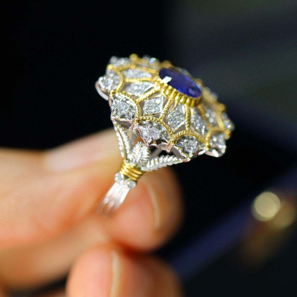 14k Gold 1.24 Ctw Natural Sapphire & Diamond Ring - 5