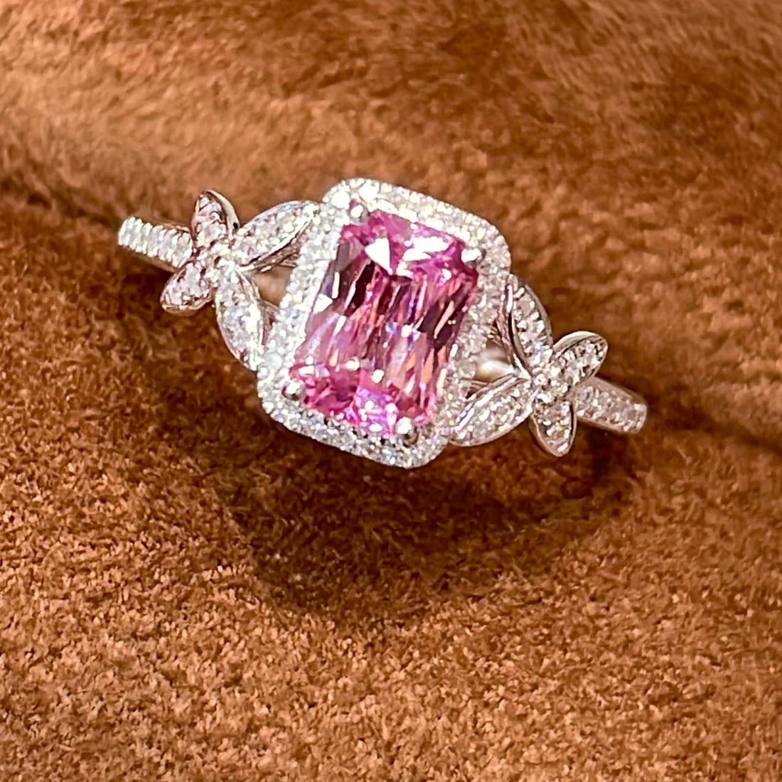 14k Gold 1.13 Ct Natural Padparadscha Sapphire & Diamond Ring - 3