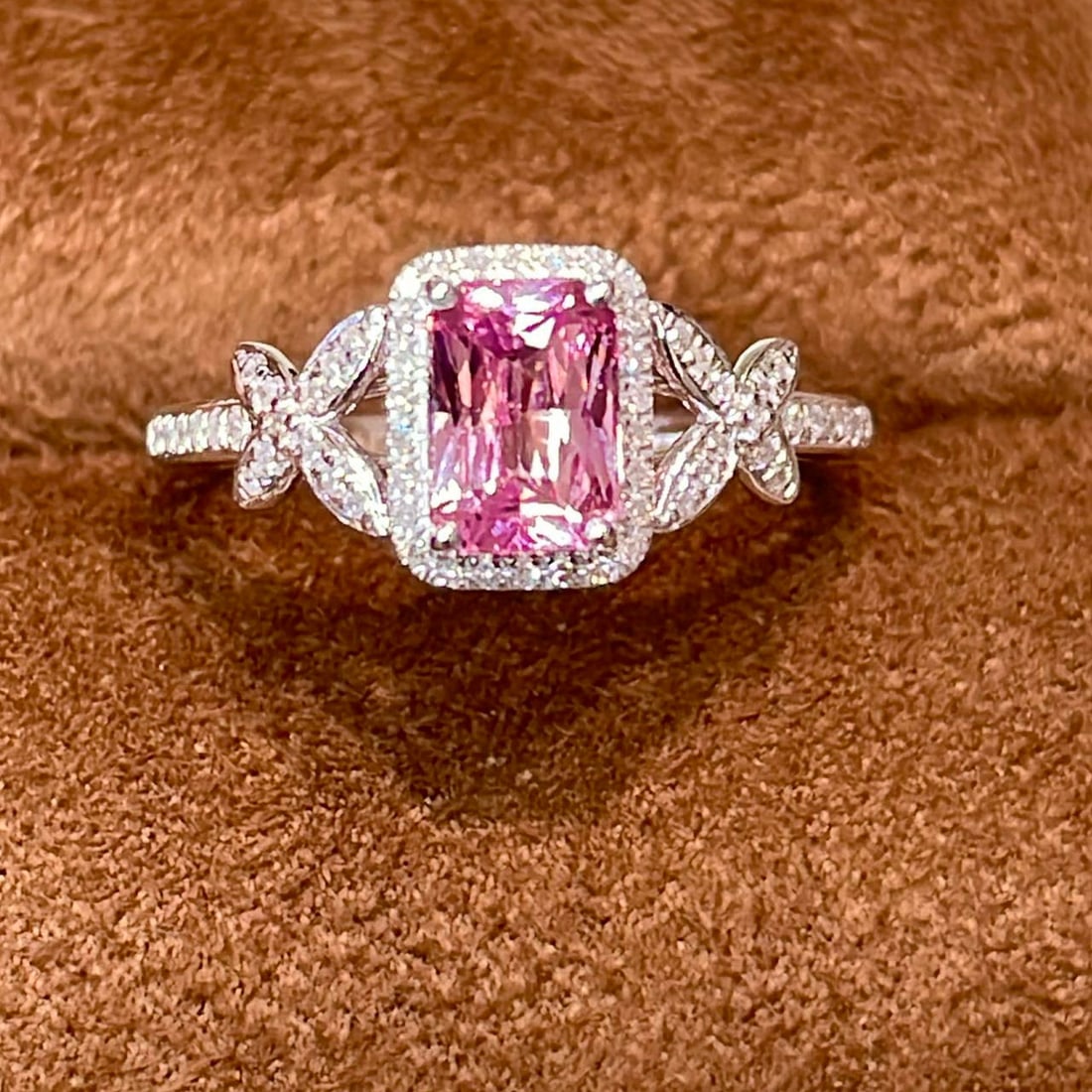 14k Gold 1.13 Ct Natural Padparadscha Sapphire & Diamond Ring - 4