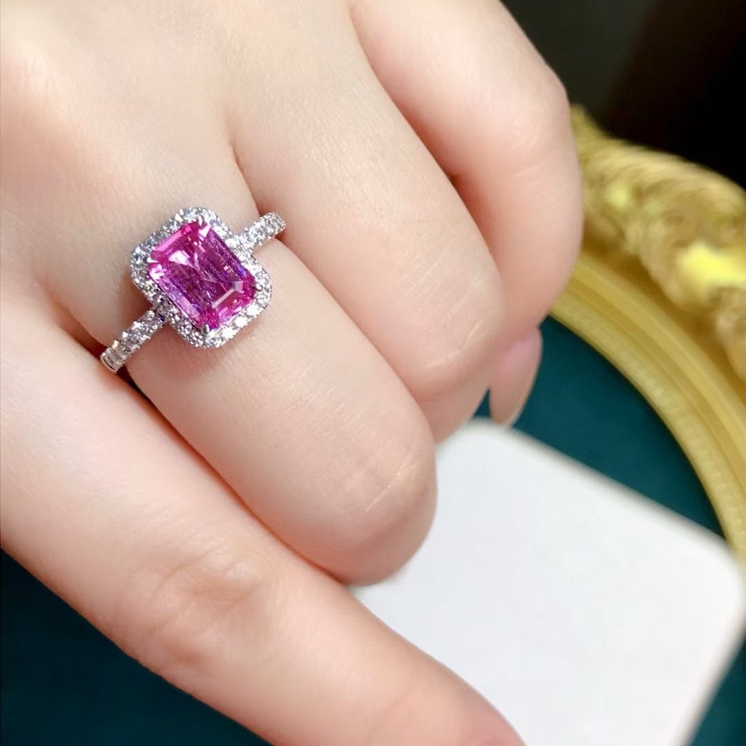 14k Gold 2.21 Ctw Natural Padparadscha Sapphire & Diamond Ring - 2