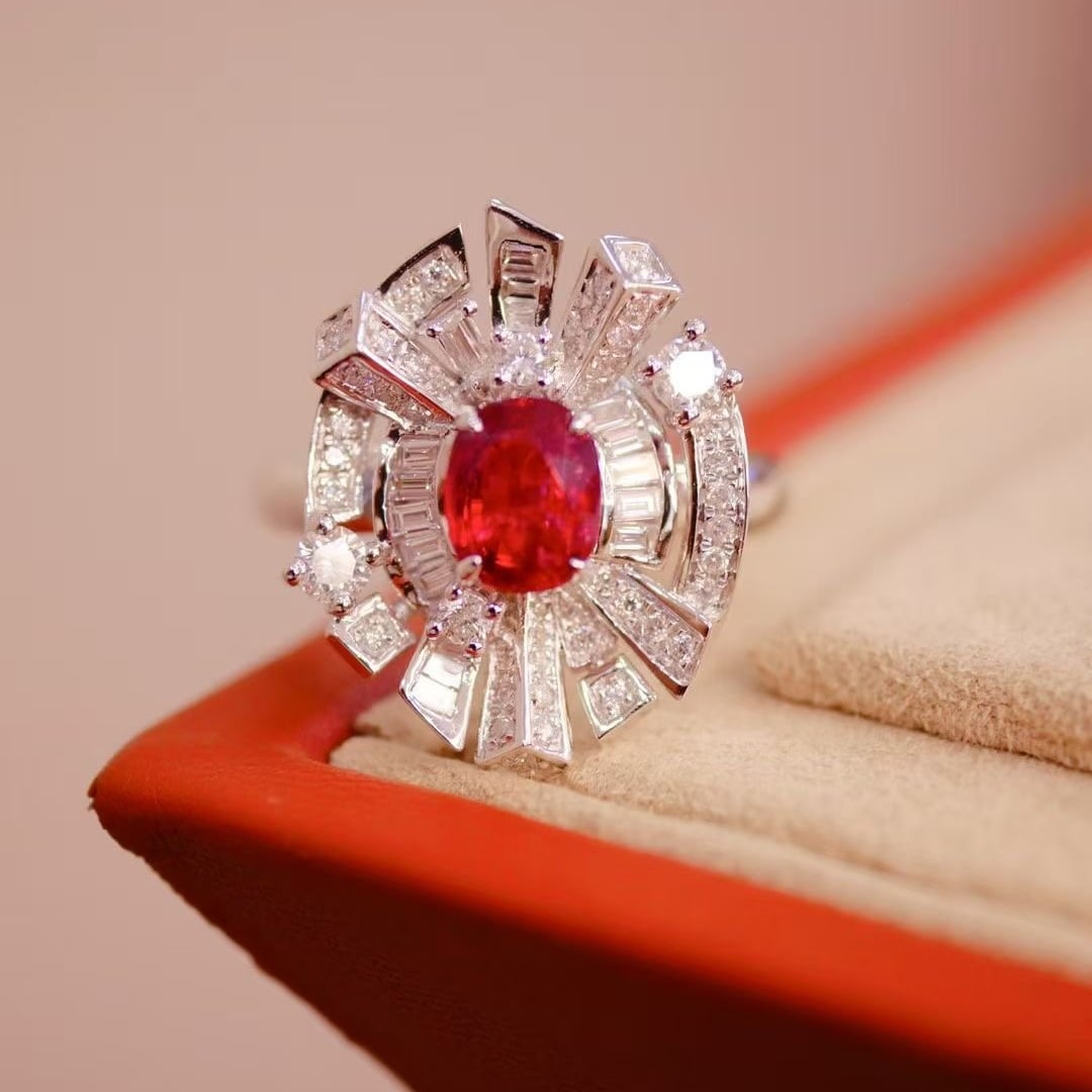 14k Gold 1.77 Ctw Natural Ruby & Diamond Ring: Ref:231029245 // gold content:14k gold // ring size:7. 25us // // main gemstone:ruby // shape:oval // carat weight:1ct // color:red // treatment:natural // cut grade:g // // adjacent gemstone 2 : diam