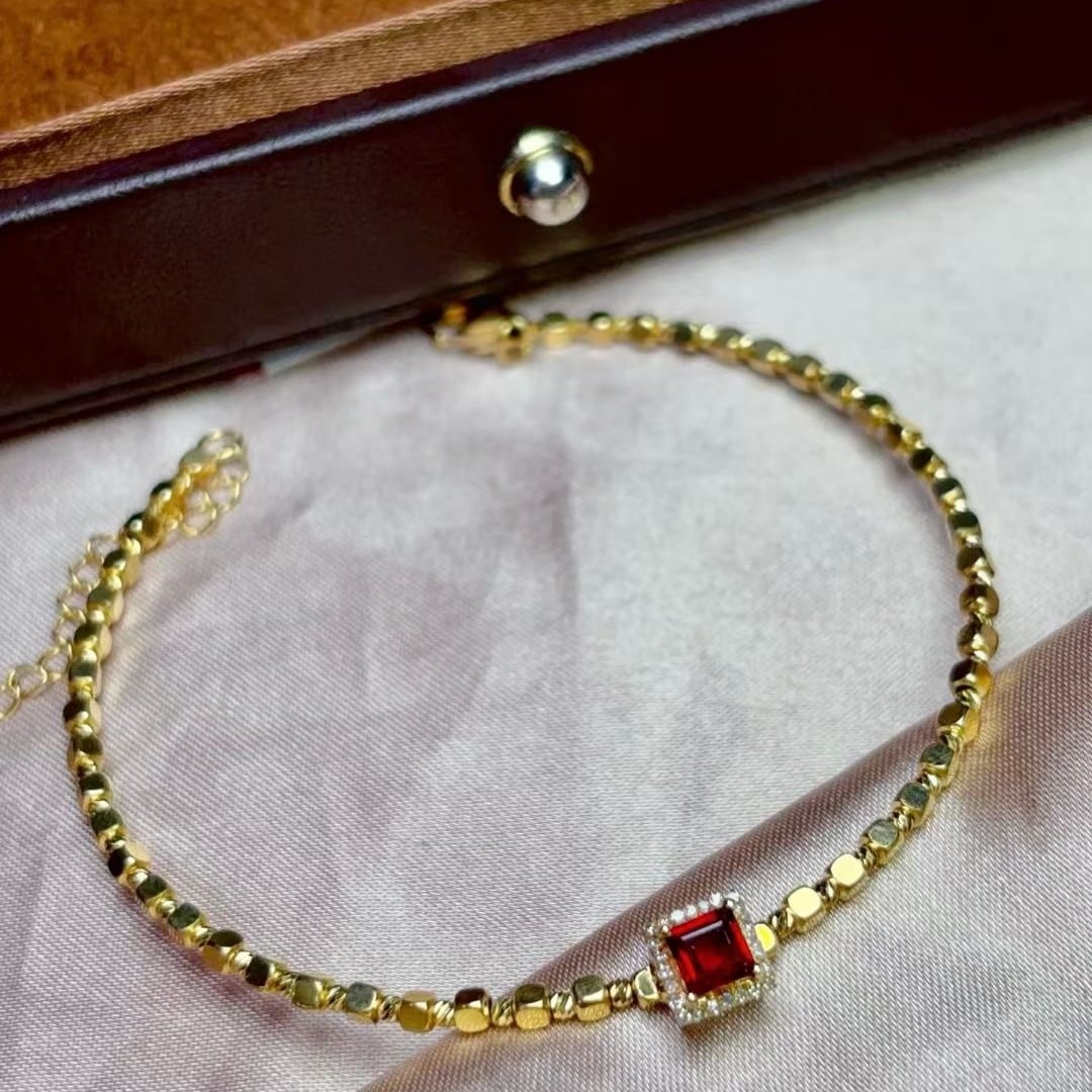 14k Gold 0.55 Ct Natural Ruby & Diamond Bangle - 2