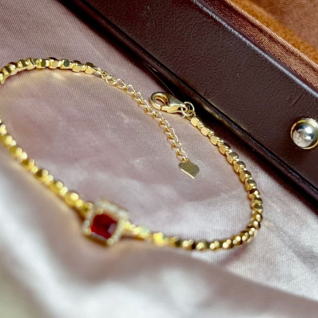 14k Gold 0.55 Ct Natural Ruby & Diamond Bangle - 3