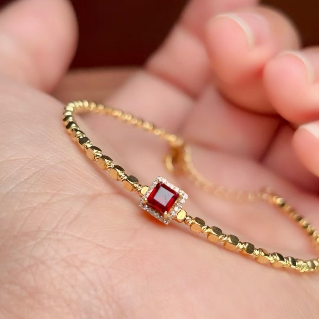 14k Gold 0.55 Ct Natural Ruby & Diamond Bangle - 4