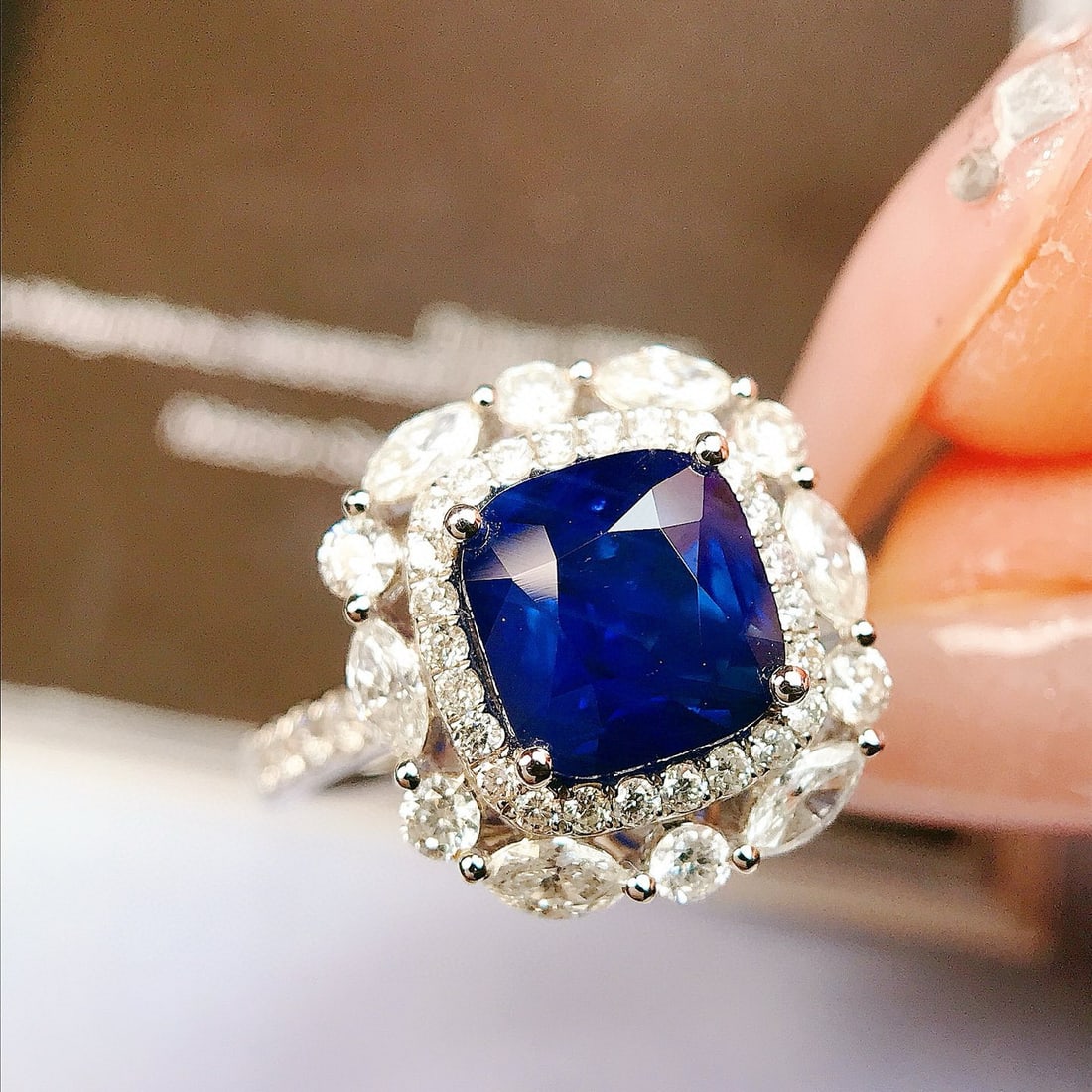 14k Gold 3.45 Ctw Natural Sapphire & Diamond Ring - 3
