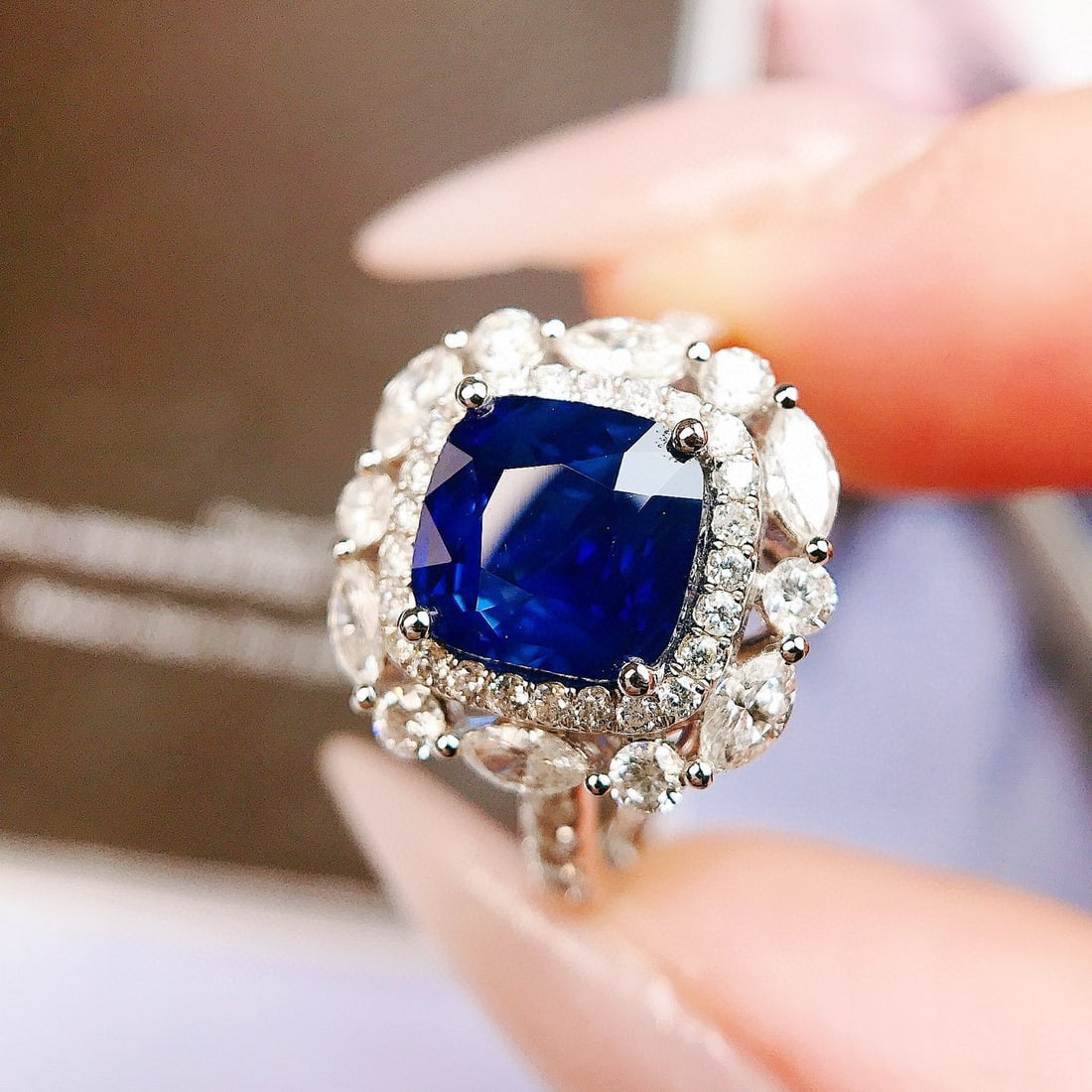 14k Gold 3.45 Ctw Natural Sapphire & Diamond Ring - 4