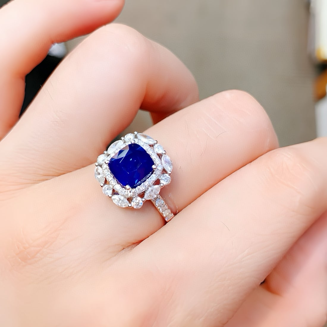 14k Gold 3.45 Ctw Natural Sapphire & Diamond Ring - 5