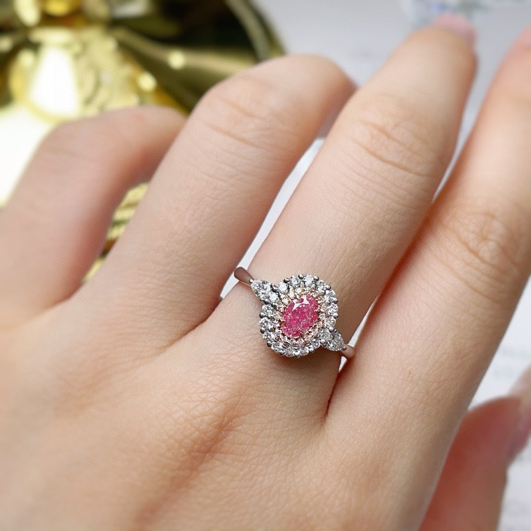 14k Gold 0.89 Ctw Natural Pink Diamond & Diamond Ring - 2