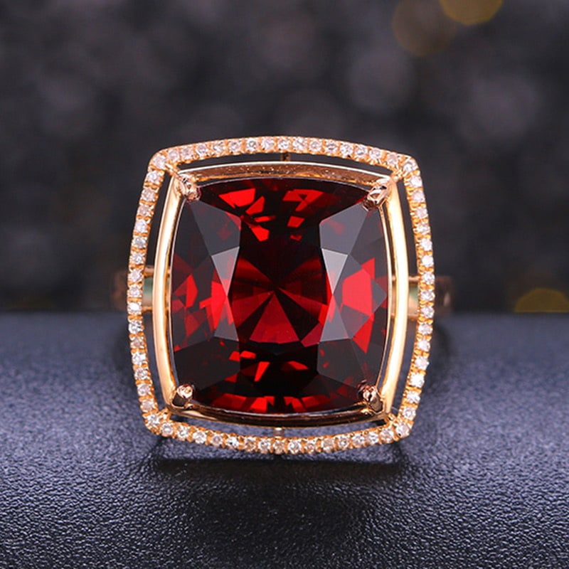 14k Gold 10.03 Ctw Natural Garnet & Diamond Ring (1 of 5)