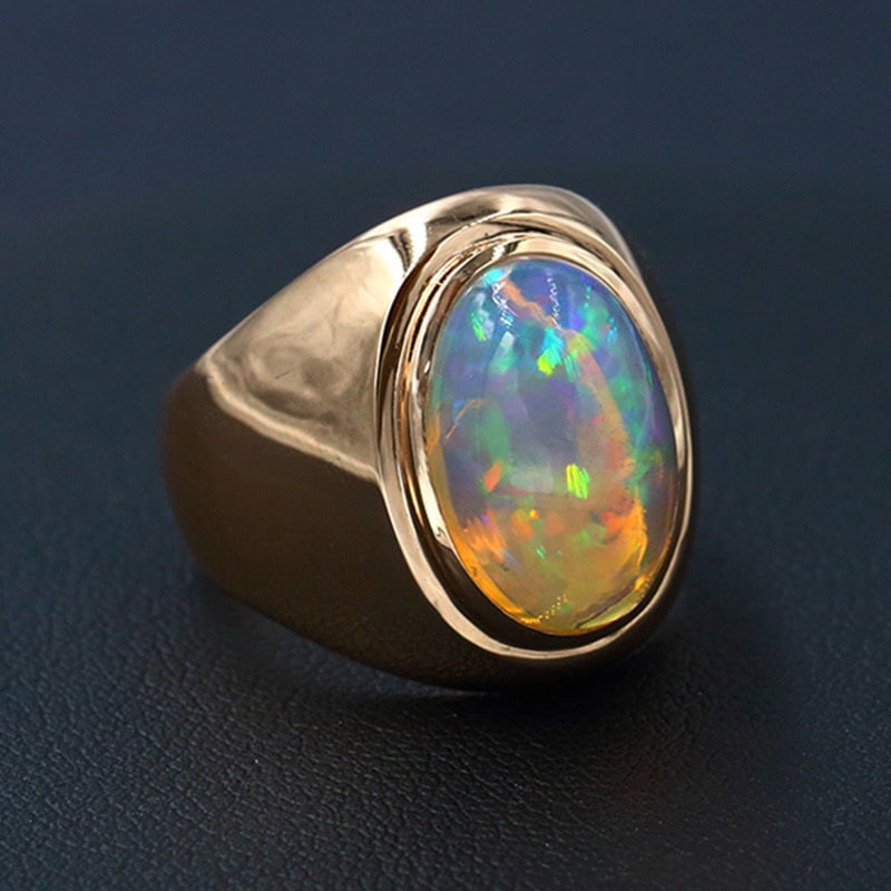 14k Gold 5.5 Ct Natural Opal Ring - 2