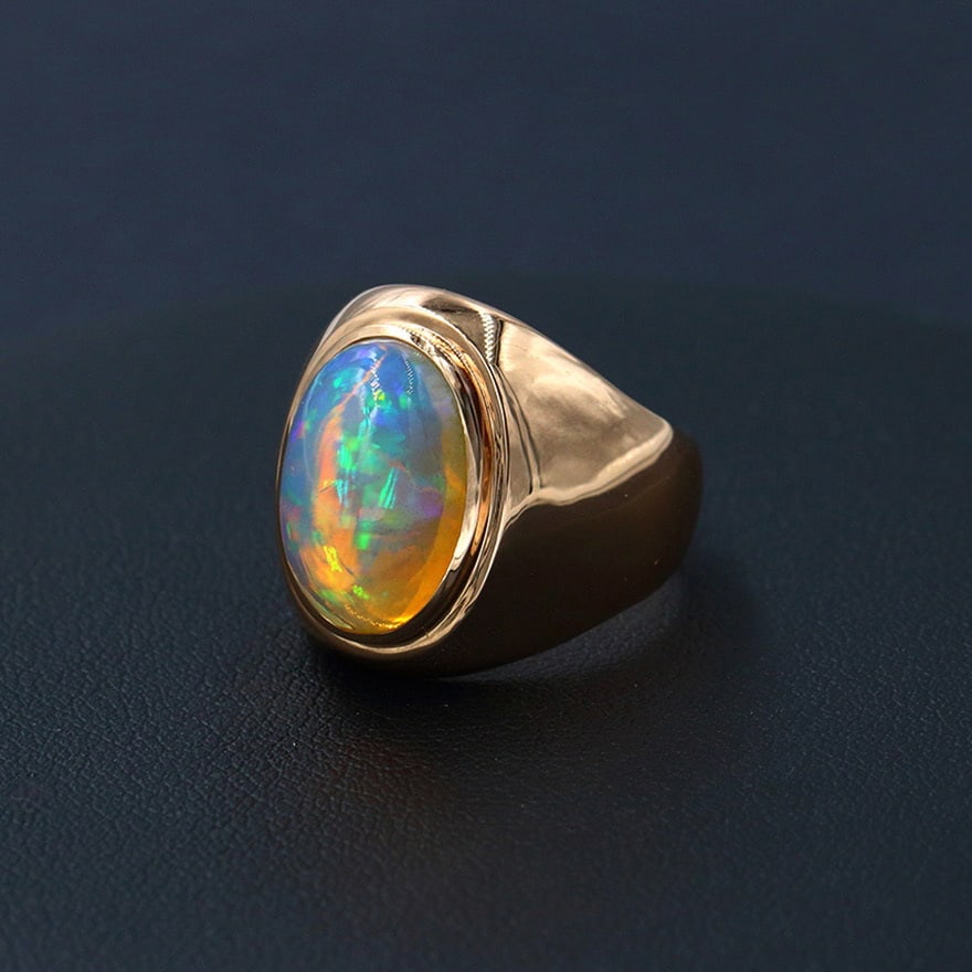 14k Gold 5.5 Ct Natural Opal Ring - 3