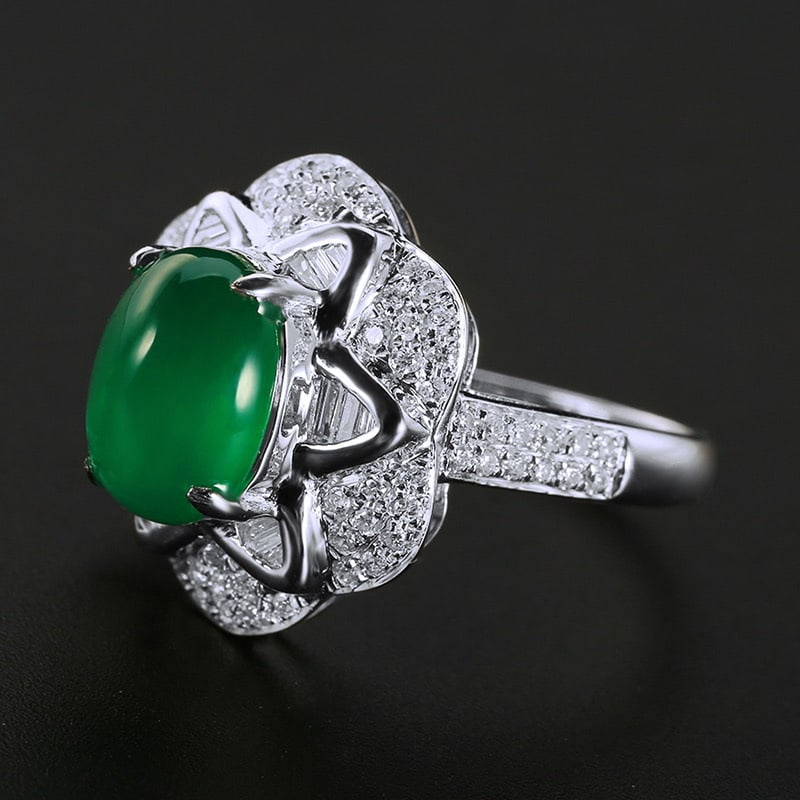 14k Gold 3.67 Ctw Vivid Green Natural Emerald & Diamond Ring - 2