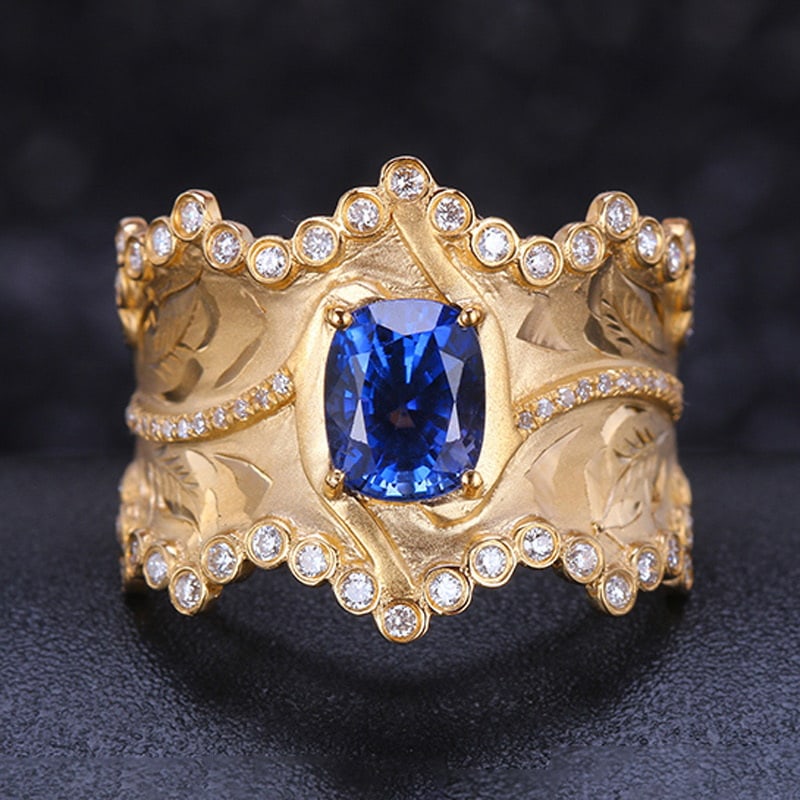 14k Gold 2.45 Ctw Natural Sapphire & Diamond Ring (1 of 6)