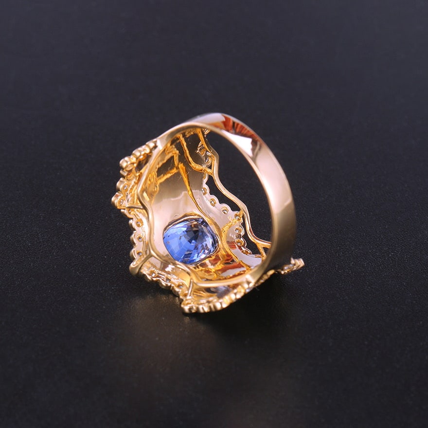 14k Gold 2.45 Ctw Natural Sapphire & Diamond Ring - 5