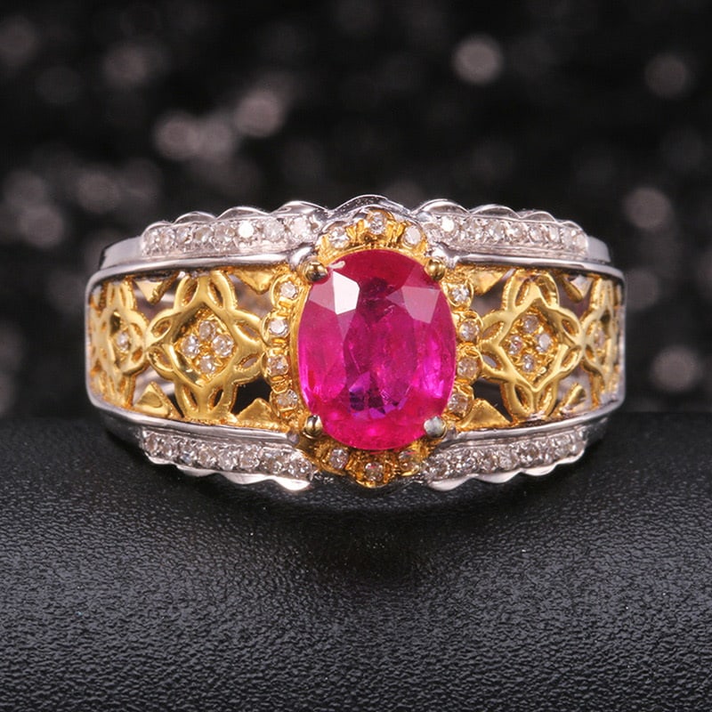 14k Gold 1.22 Ctw Natural Ruby & Diamond Ring (1 of 6)