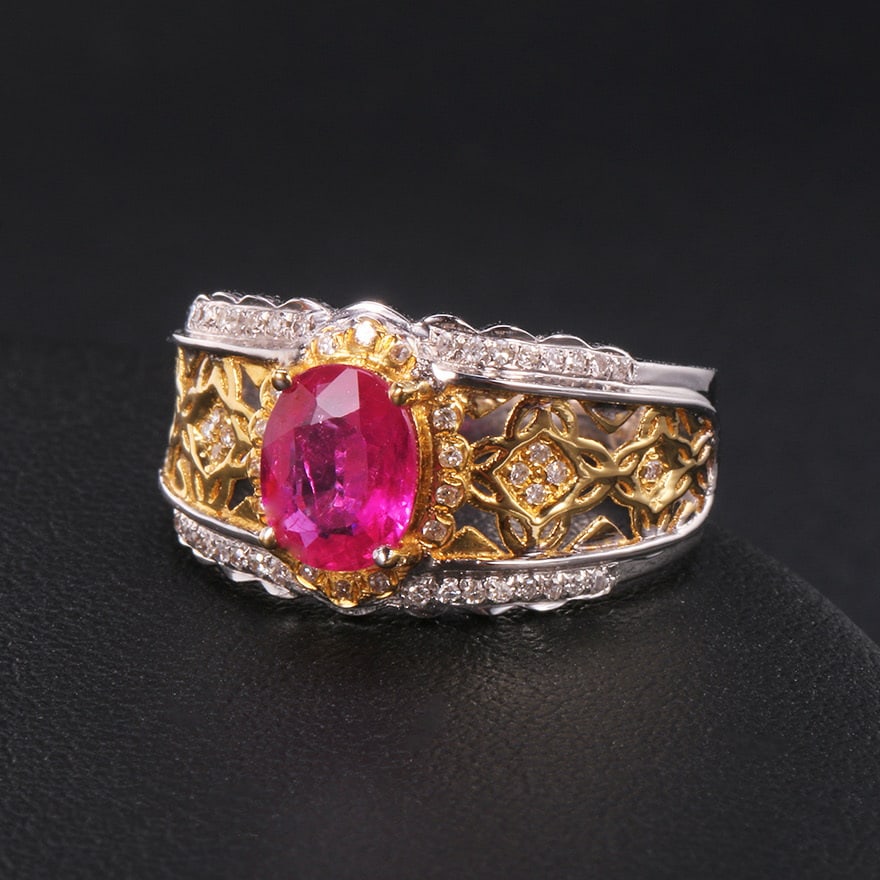 14k Gold 1.22 Ctw Natural Ruby & Diamond Ring - 2