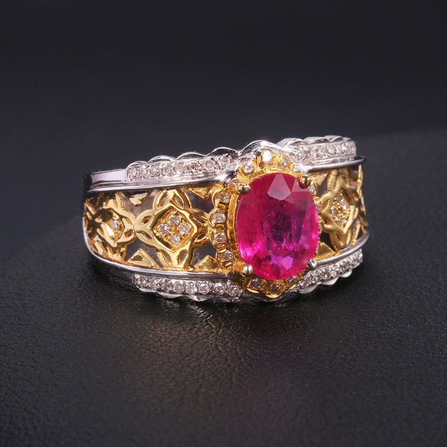 14k Gold 1.22 Ctw Natural Ruby & Diamond Ring - 3