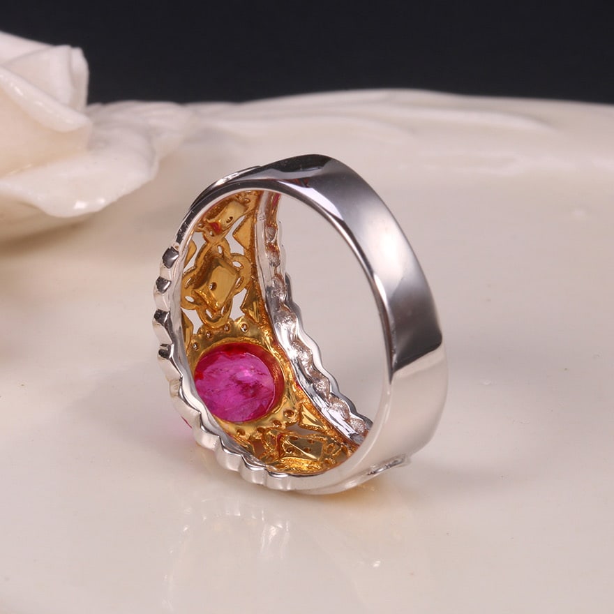14k Gold 1.22 Ctw Natural Ruby & Diamond Ring - 4
