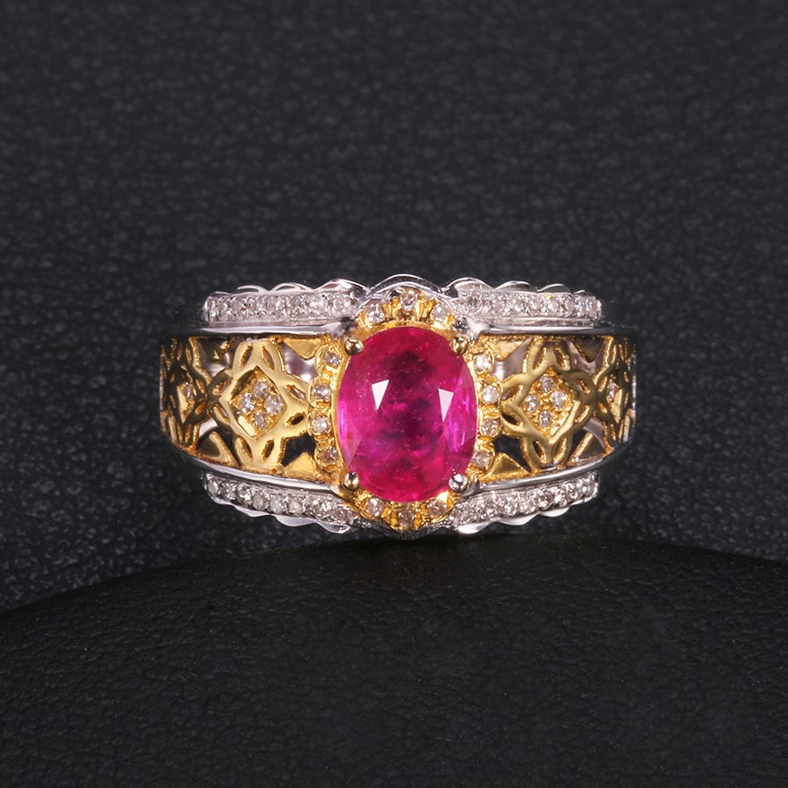 14k Gold 1.22 Ctw Natural Ruby & Diamond Ring - 5