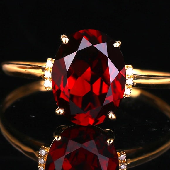 14k Gold 2 Ct Natural Garnet & Diamond Ring (1 of 6)