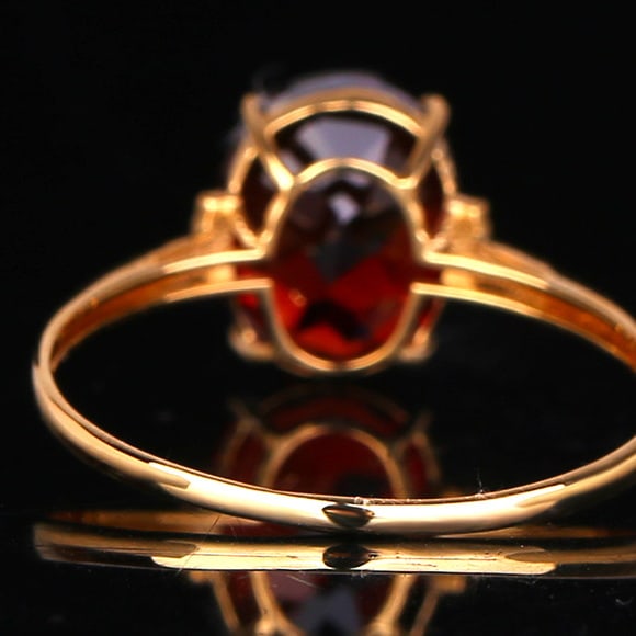 14k Gold 2 Ct Natural Garnet & Diamond Ring - 4