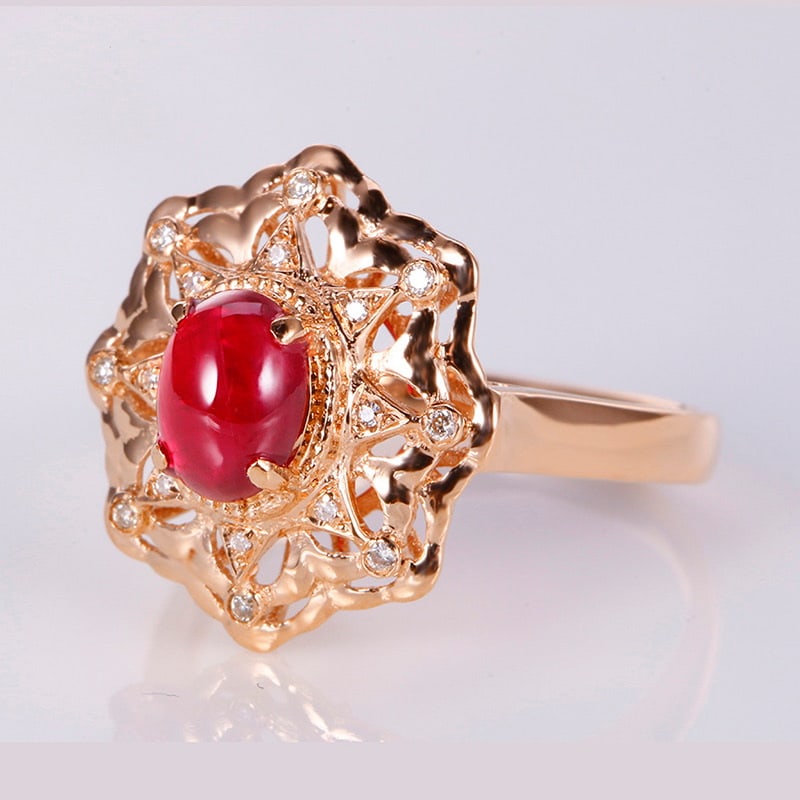 14k Gold 1.21 Ctw Natural Ruby & Diamond Ring - 2