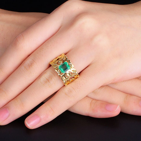 14k Gold 1.95 Ctw Natural Emerald & Diamond Ring - 3