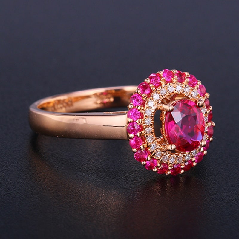 14k Gold 0.55 Ct Natural Ruby & Diamond Ring - 2