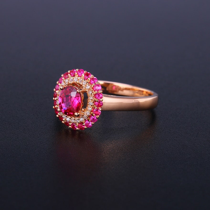 14k Gold 0.55 Ct Natural Ruby & Diamond Ring - 3