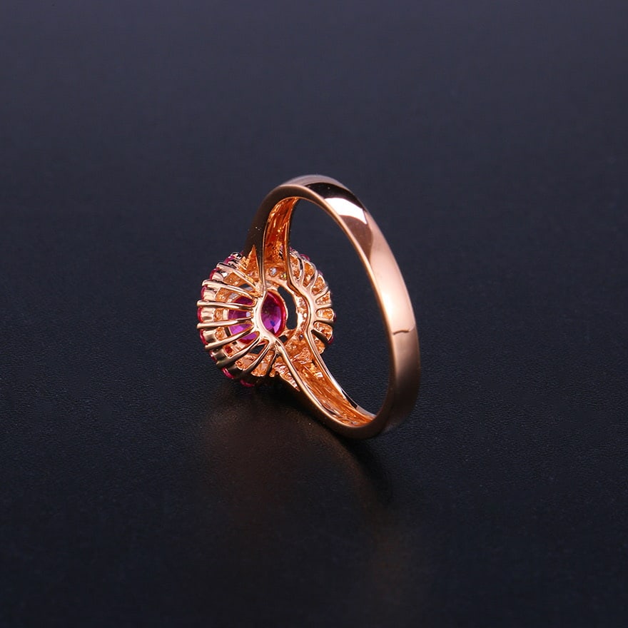 14k Gold 0.55 Ct Natural Ruby & Diamond Ring - 4