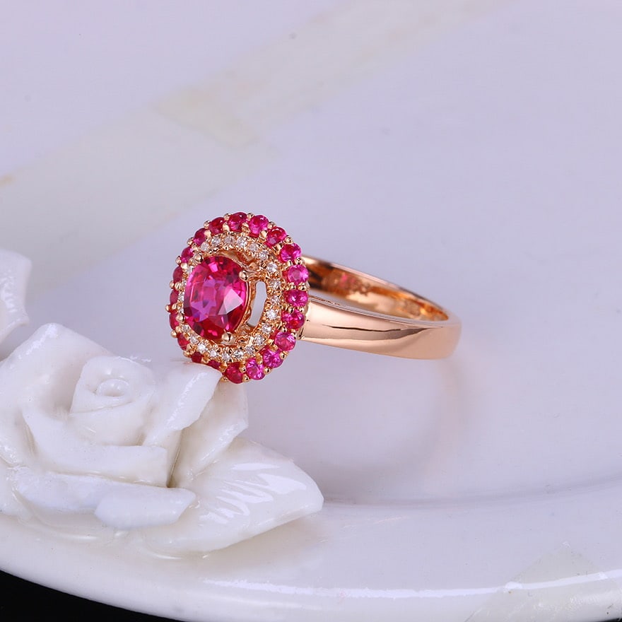 14k Gold 0.55 Ct Natural Ruby & Diamond Ring - 5