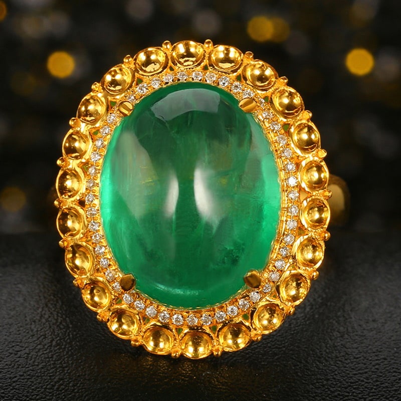 14k Gold 10.54 Ctw Natural Emerald & Diamond Ring (1 of 4)