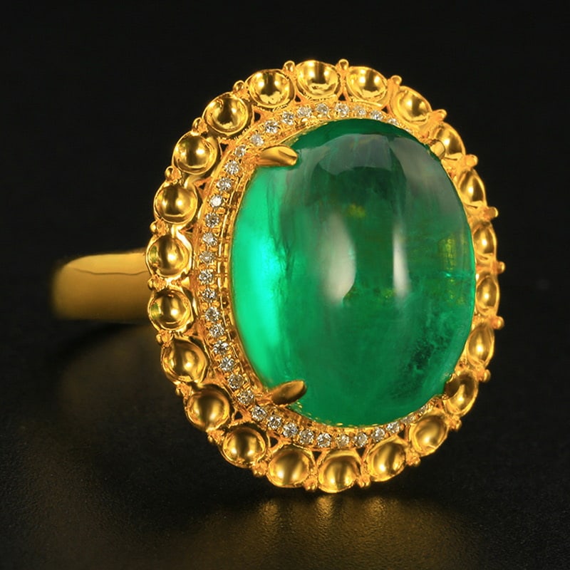 14k Gold 10.54 Ctw Natural Emerald & Diamond Ring - 2