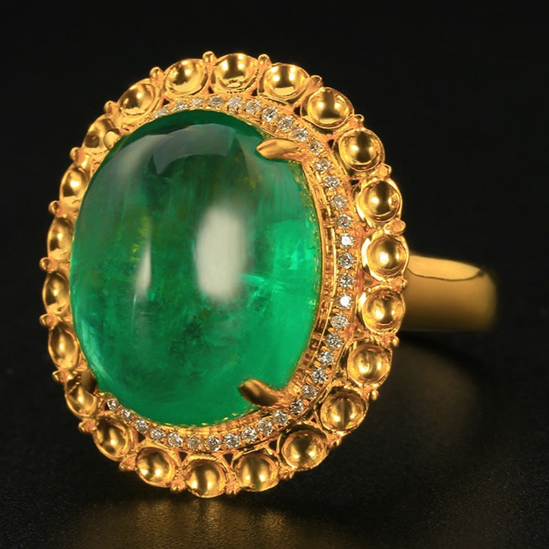14k Gold 10.54 Ctw Natural Emerald & Diamond Ring - 3