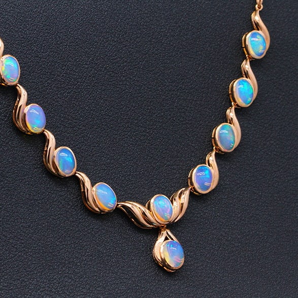 14k Gold 9.58 Ct Natural Opal Necklace - 3