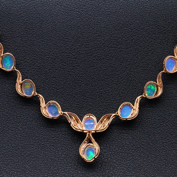 14k Gold 9.58 Ct Natural Opal Necklace - 4