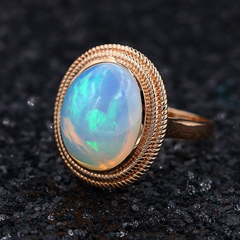 14k Gold 6.65 Ct Natural Opal Ring - 2
