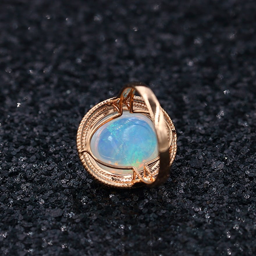 14k Gold 6.65 Ct Natural Opal Ring - 4