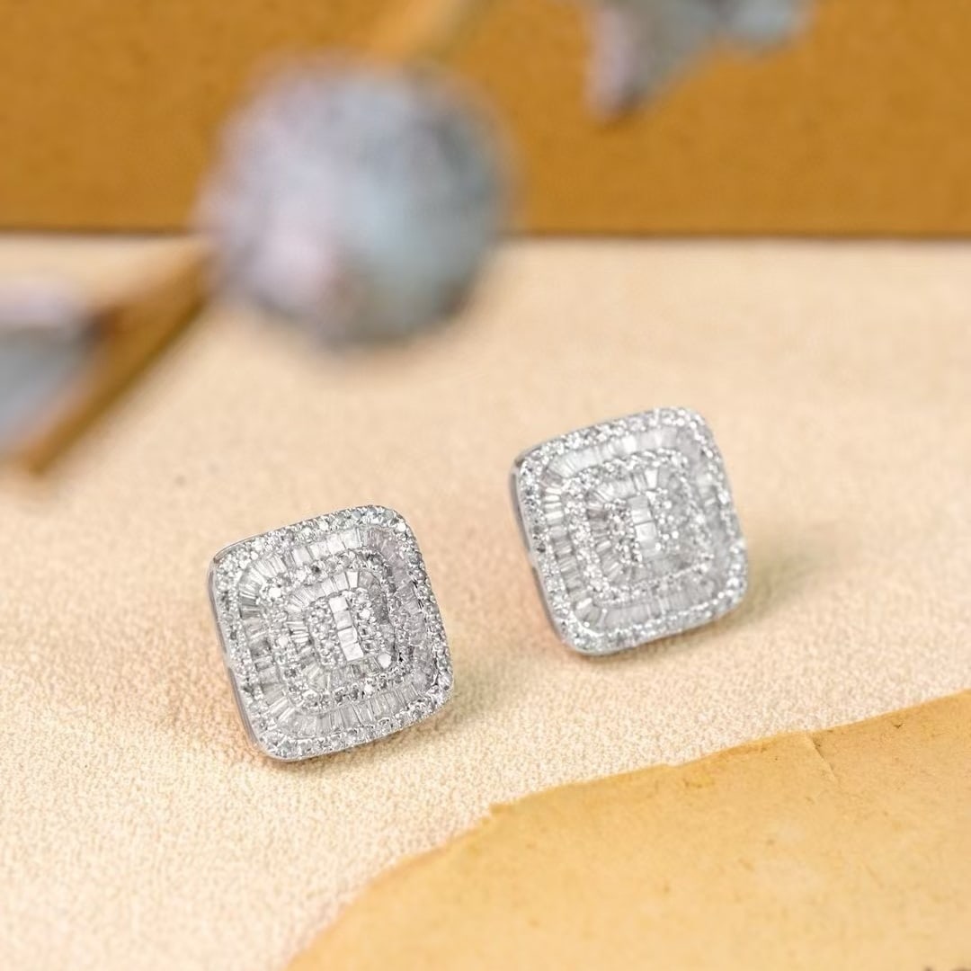 14k Gold 1.2 Ct Natural H Diamond Earrings - 2