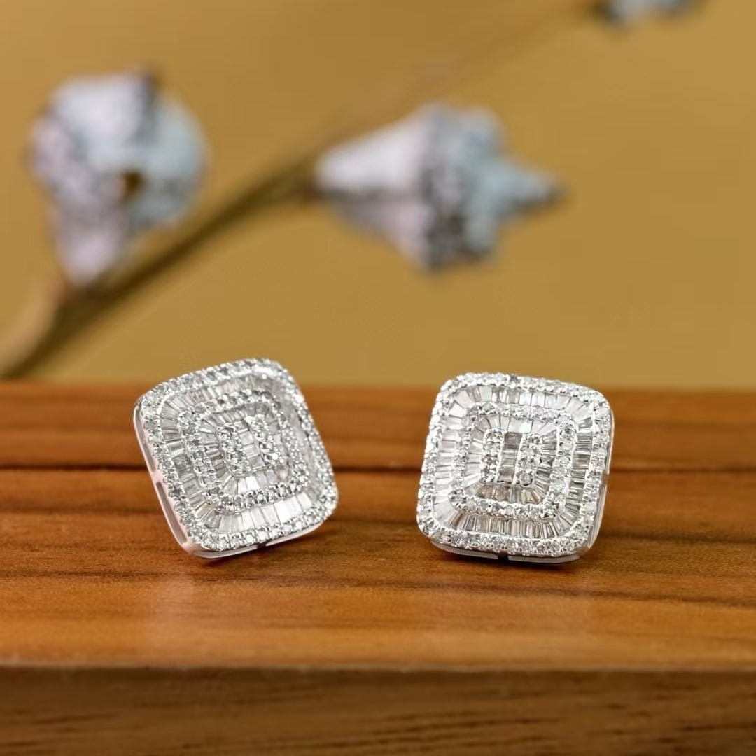 14k Gold 1.2 Ct Natural H Diamond Earrings - 4