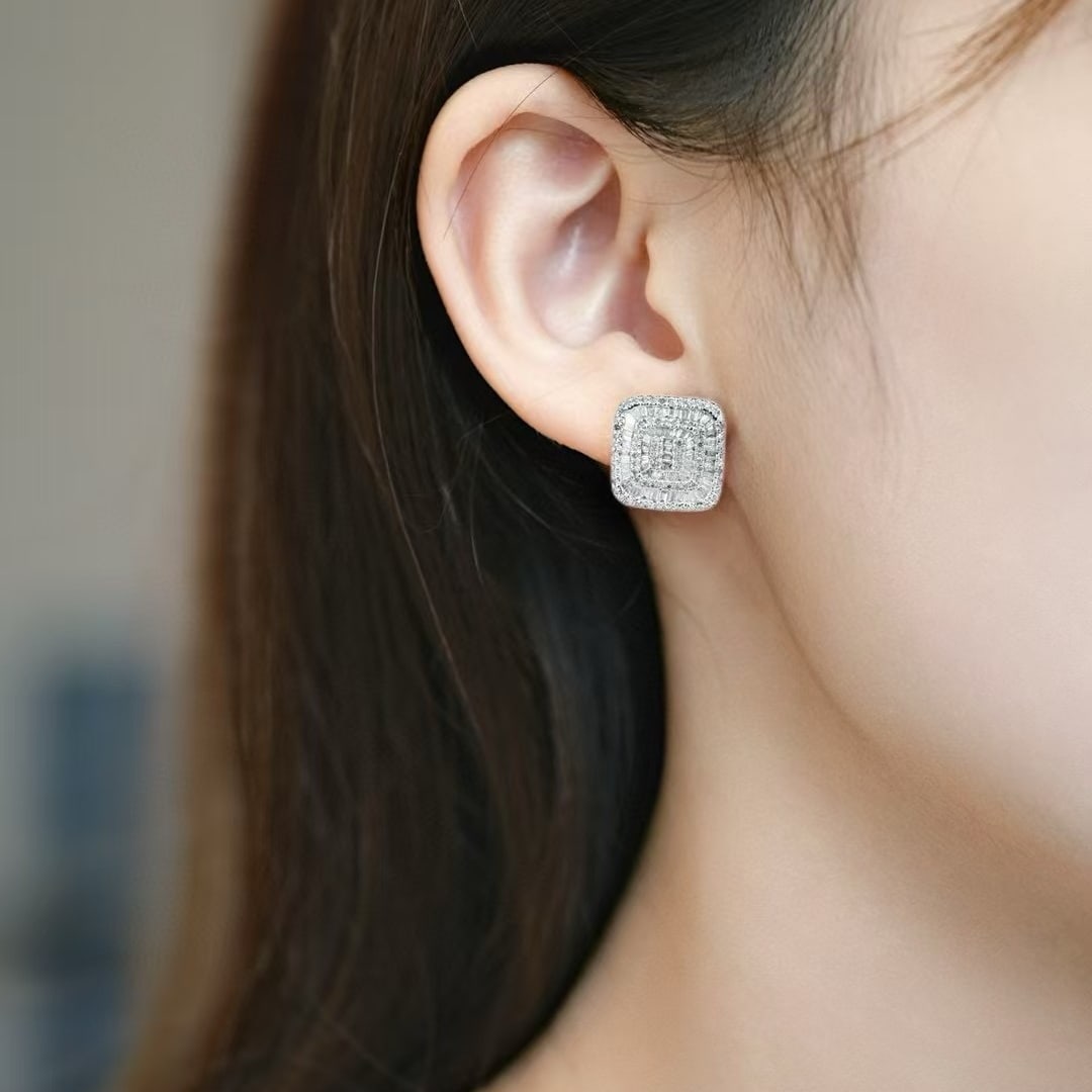 14k Gold 1.2 Ct Natural H Diamond Earrings - 6